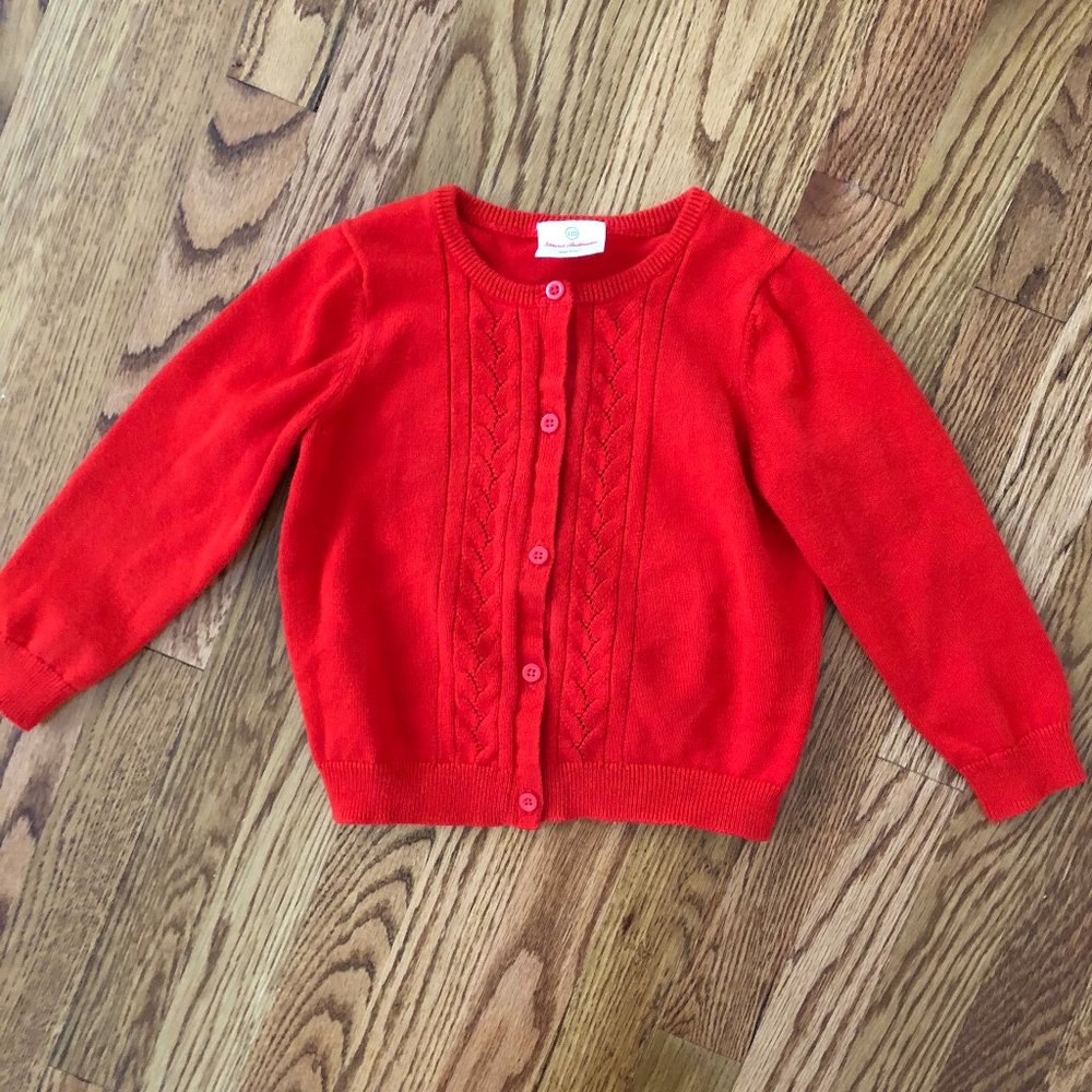 Hanna Anderson Girls Red Cardigan, size 110
